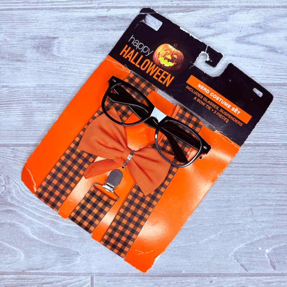 Happy Halloween nerd Halloween costume cosplay glasses and suspenders all ages